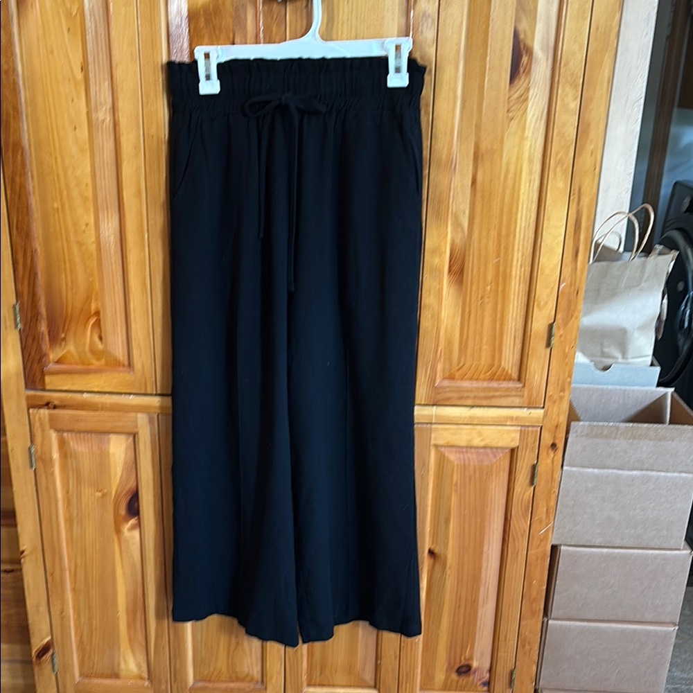 Black Linen Drawstring Pants